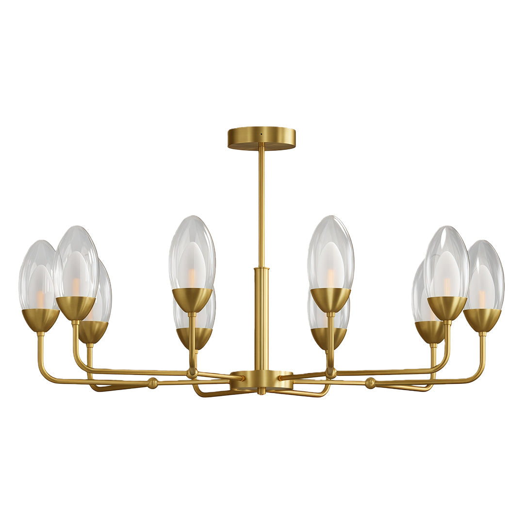 Luxury Copper Modern Chandelier with Clear Glass Shades