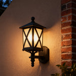 European Outdoor Wall Sconce in Sand Black Aluminum with Clear Glass