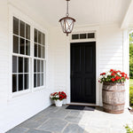 Black Aluminum LED Pendant Light with Clear Glass Shade for Outdoor Covered Patios