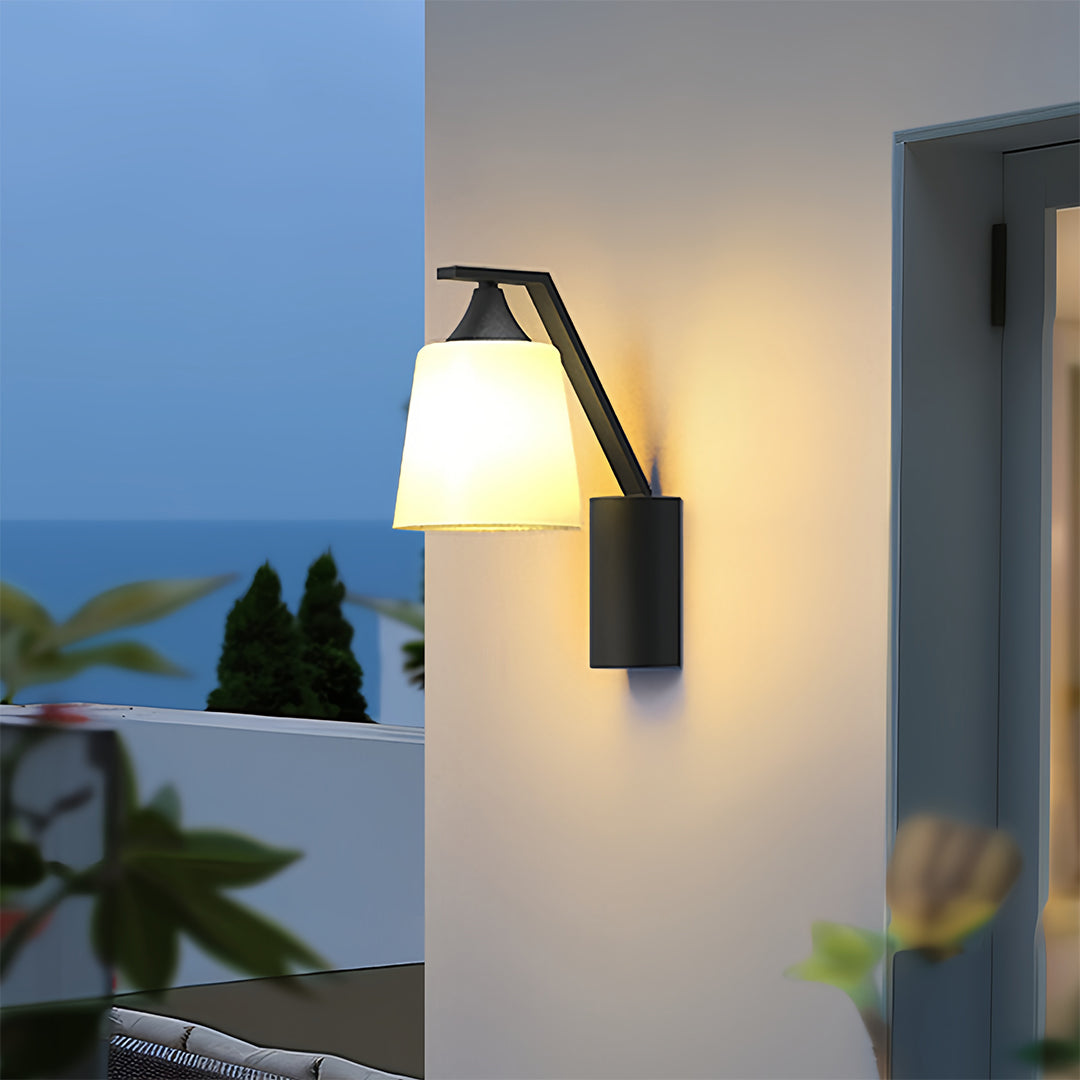 European Black Outdoor Wall Sconce with Clear Glass Shade