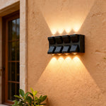 Outdoor Up & Down Wall Sconce in Matte Black, 8-Head LED