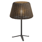 Handwoven Rattan LED Outdoor Floor Lamp with Open-Top Dome Shade