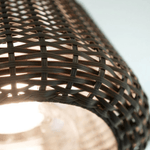 Handwoven Rattan LED Outdoor Floor Lamp with Open-Top Dome Shade