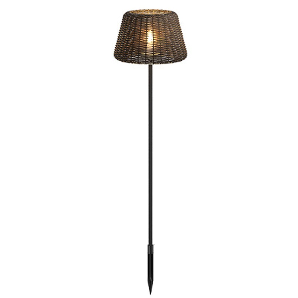 Handwoven Rattan LED Outdoor Floor Lamp with Open-Top Dome Shade