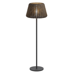 Handwoven Rattan LED Outdoor Floor Lamp with Open-Top Dome Shade