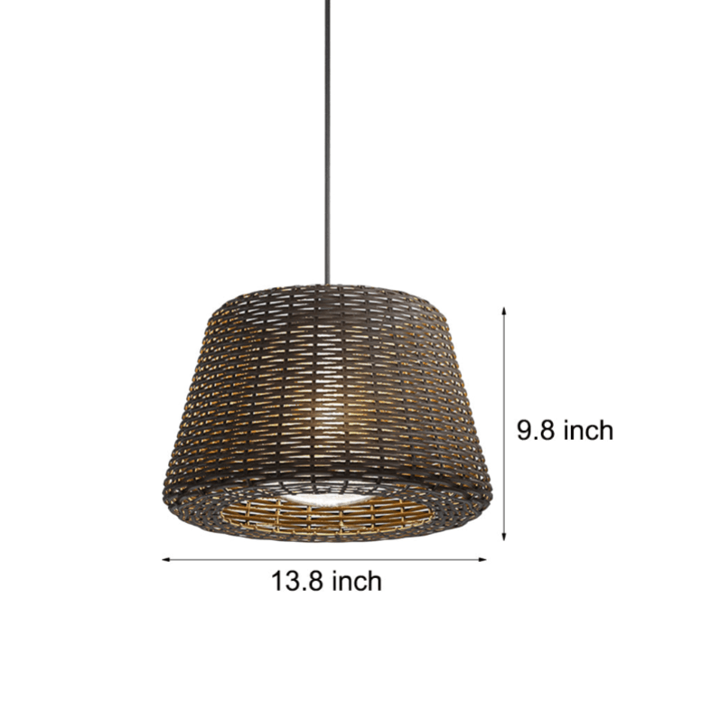 Handwoven Rattan LED Outdoor Floor Lamp with Open-Top Dome Shade