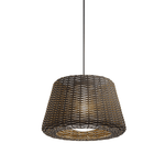 Handwoven Rattan LED Outdoor Floor Lamp with Open-Top Dome Shade
