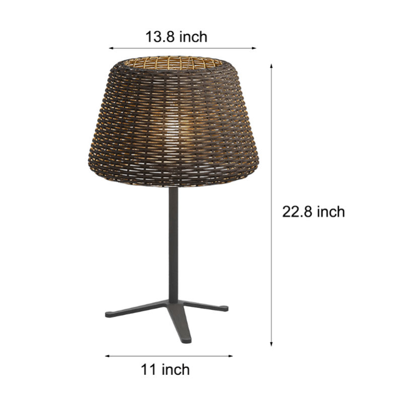 Handwoven Rattan LED Outdoor Floor Lamp with Open-Top Dome Shade