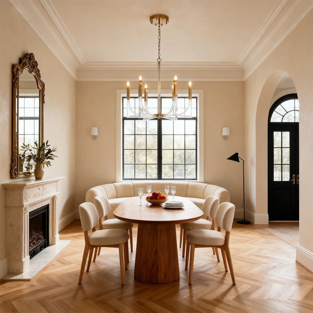 Aurelia Acrylic Chandelier – Modern Minimalist Gold Pendant Light for Dining and Living Spaces