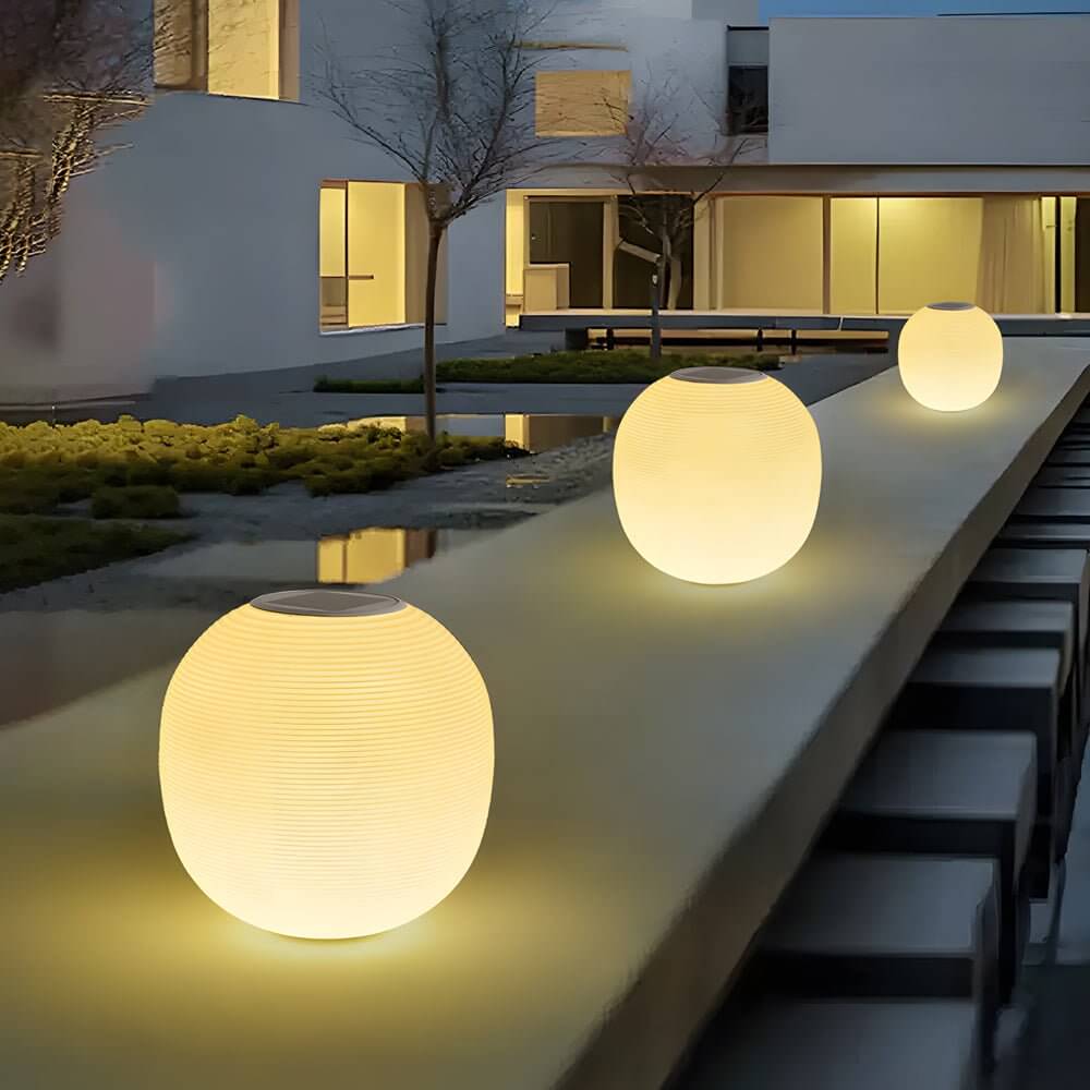 Solar LED Post Light with Spiral PE Shade, 3 Color Temperatures, IP65 Waterproof