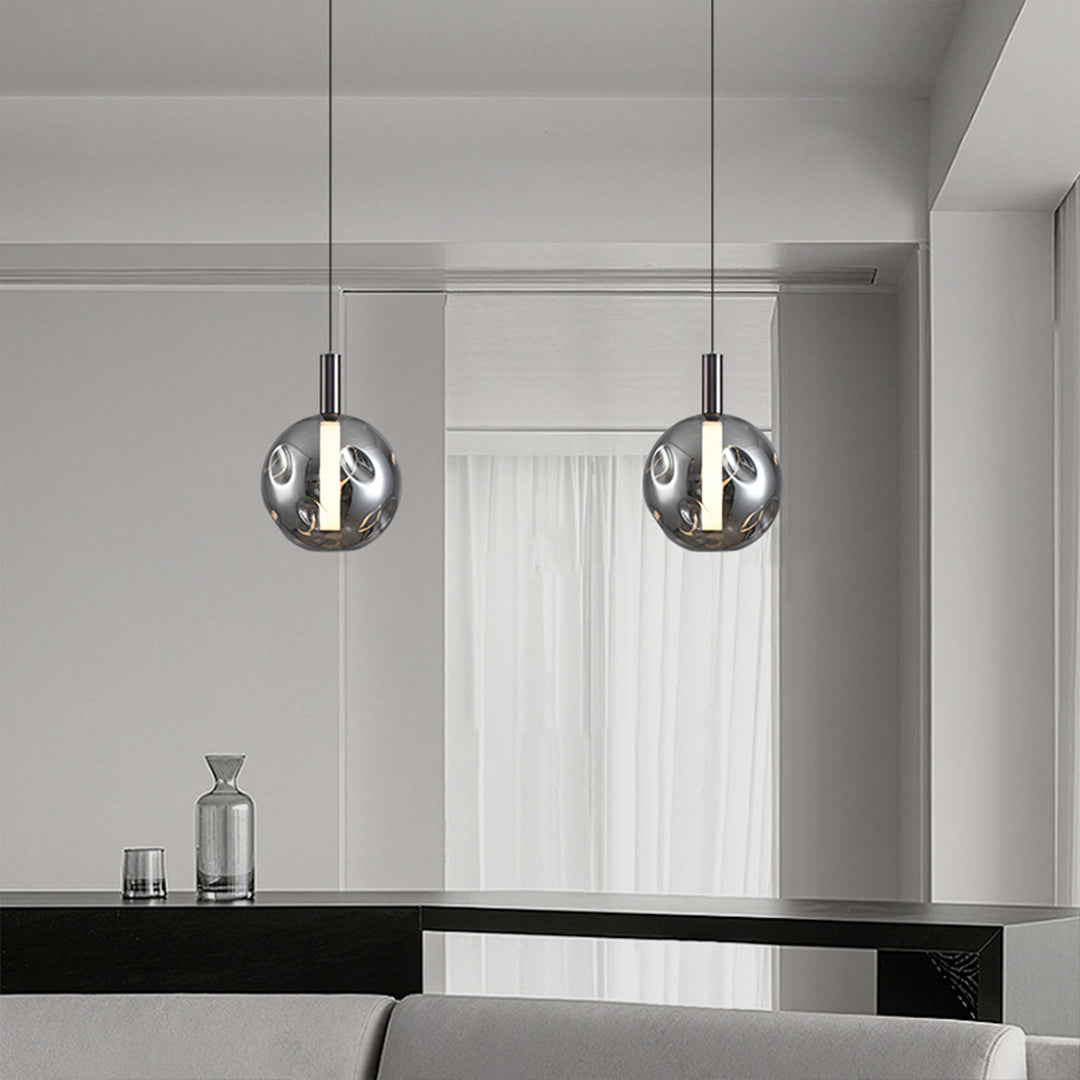 Modern Drum Pendant Light with Branch Design, Minimalist LED Ceiling Lamp