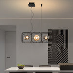 Nordic Square Cage Chandelier – Modern Linear LED Pendant Light