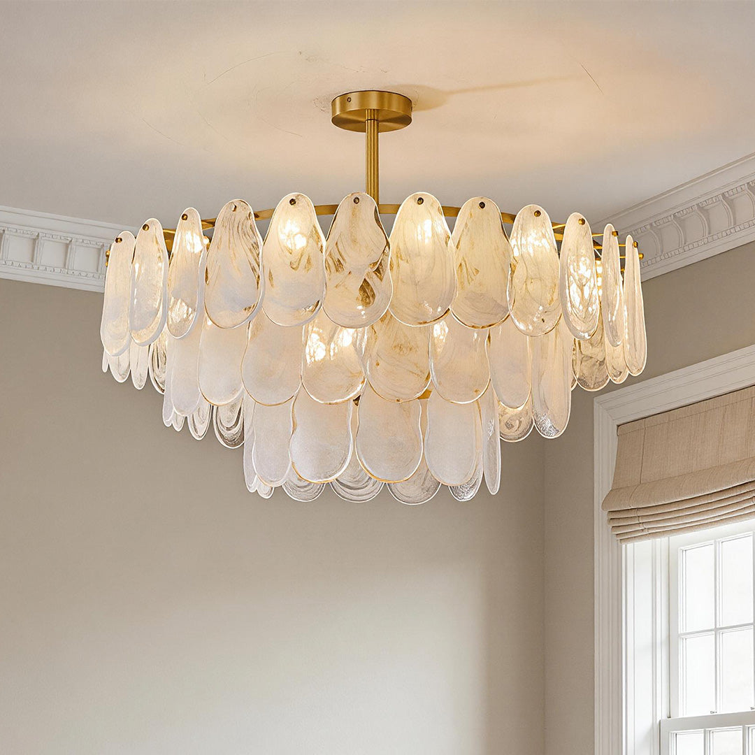 Aurelia Mid-Century Modern Copper Glass Chandelier