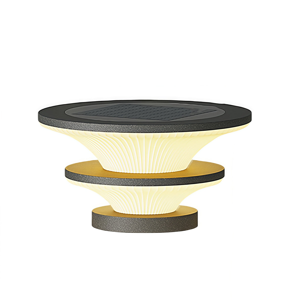 Modern Round Outdoor Pillar Lights in Black Stainless Steel