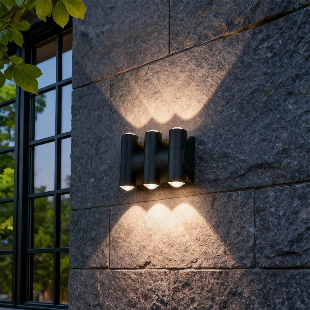 Outdoor Up Down LED Wall Sconce in Matte Black, IP65 Waterproof