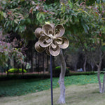 Vintage Iron Solar Wind Spinner Garden Stake Lights, Set of 2