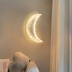 Modern Minimalist Crescent Moon LED Wall Sconce in White Resin