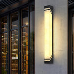 Modern Outdoor Linear Wall Light in Sand Brown Stainless Steel with Marble Shade