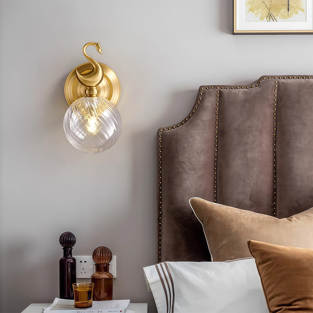 Modern Brass Wall Sconce with Clear Glass Shade for Living Room
