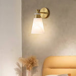 Luxury Brass Wall Sconce with Marble Shade, Minimalist LED Lighting for Modern Interiors