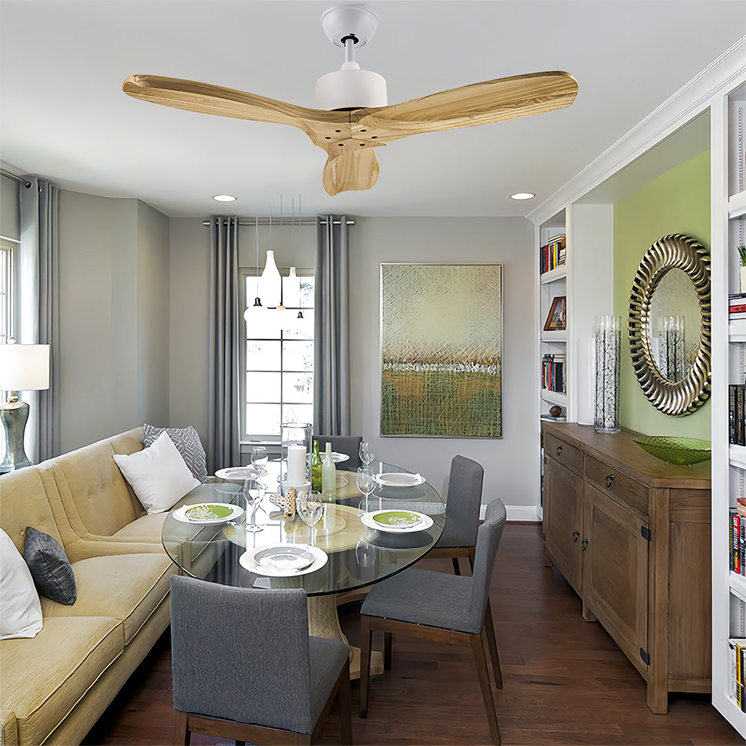 Modern Wood Ceiling Fan with LED Light – 3-Blade Fandelier for Living Spaces