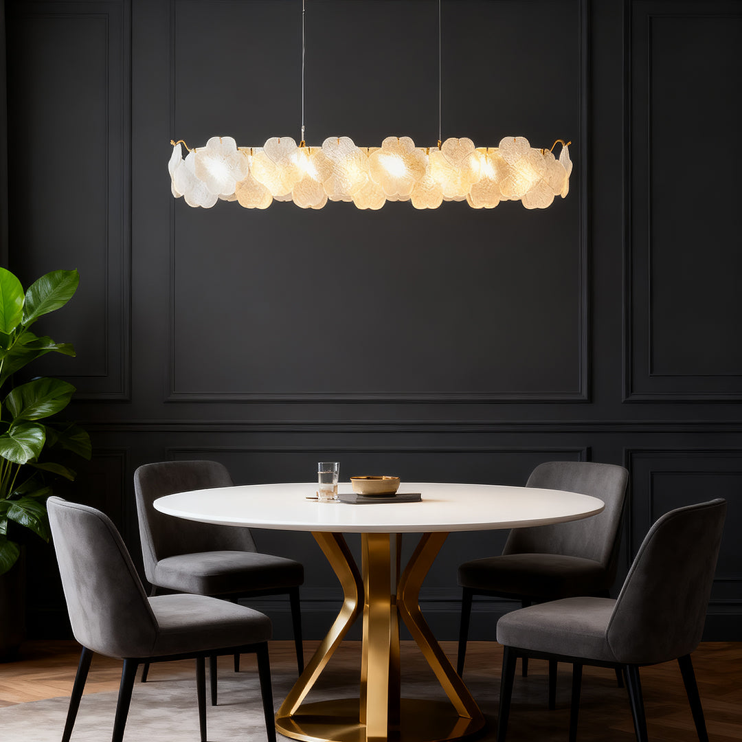 French Art Glass Chandelier with Brass Iron Frame, Modern Luxury Ceiling Light