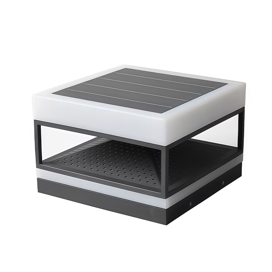 Modern Outdoor Pillar Top Light in Black Stainless Steel