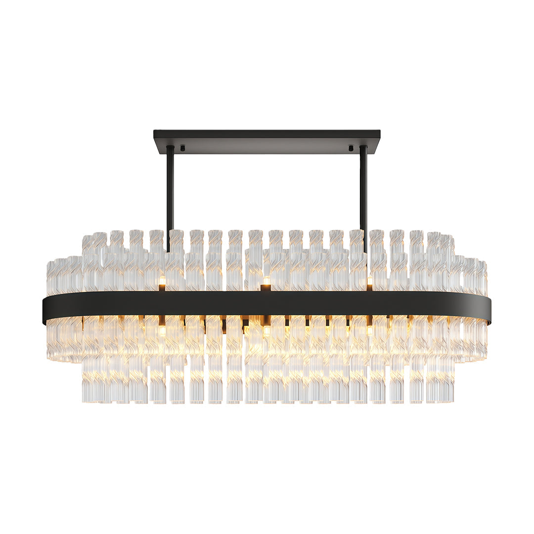 Full Copper Modern Chandelier with Clear Glass Shade for Dining Room and Living Room