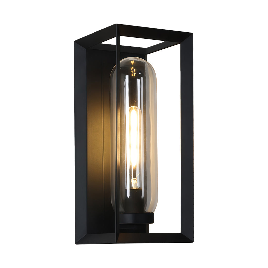 Modern Square Outdoor Wall Sconce in Matte Black, IP54 Waterproof