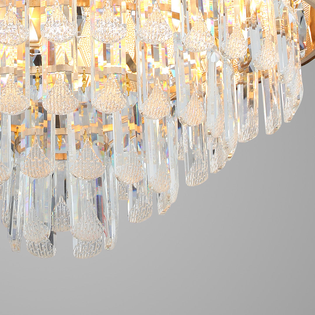 Luxury Crystal Ceiling Fan with Gold Iron Frame and Dimmable LED Light