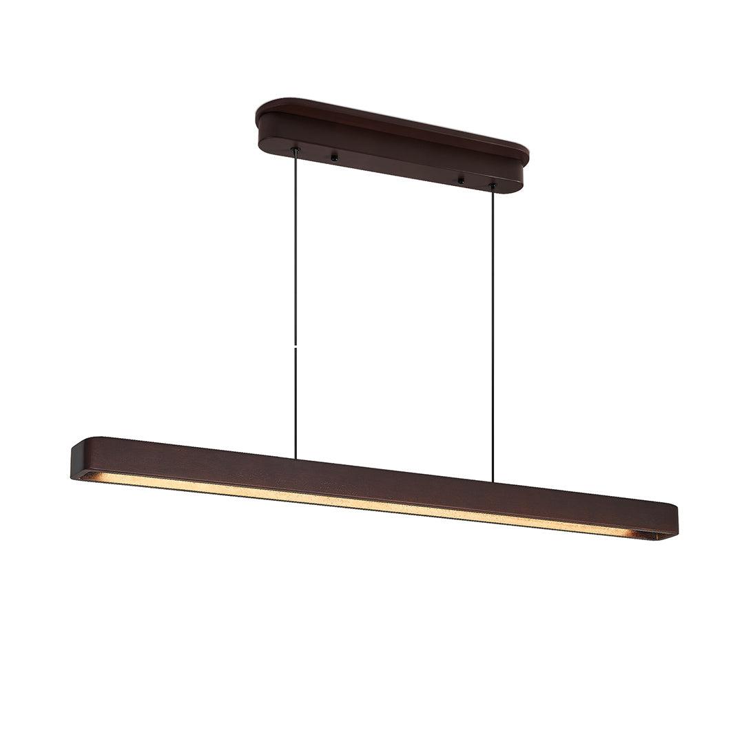 Linear Pendant Light with Walnut Wood Accents, Japanese Minimalist Island Lighting