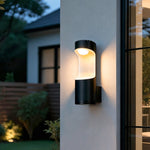 Modern Outdoor Wall Sconce with Adjustable Color Temperature, Black Aluminum