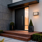 LED Outdoor Wall Sconce in Black Aluminum for Modern Courtyard