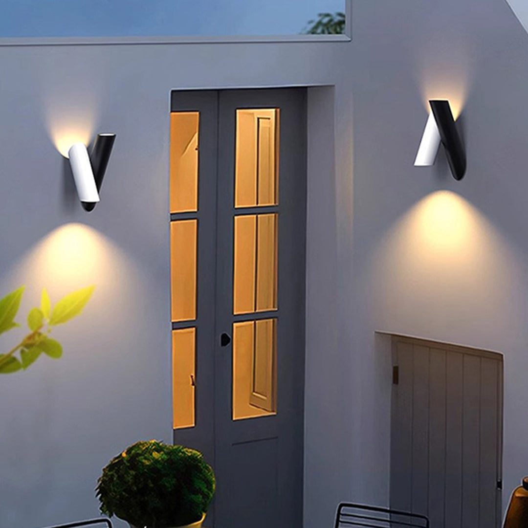 Geometric Up and Down Outdoor Wall Light in Stainless Steel