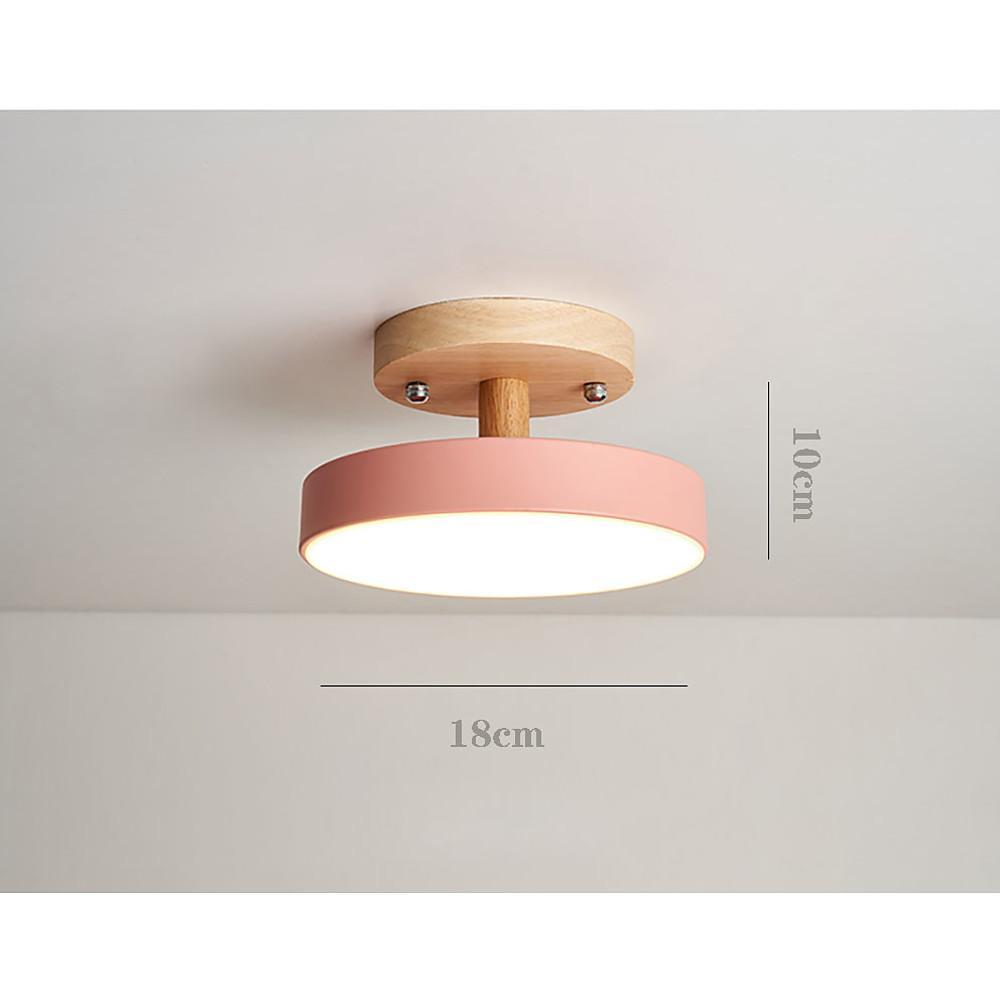 Halo Drum Flush Mount Ceiling Light in Wood and Metal