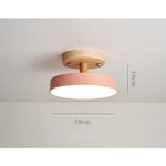 Halo Drum Flush Mount Ceiling Light in Wood and Metal