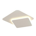 2 Light White Square Led Flush Mount Ceiling Light For Bedroom