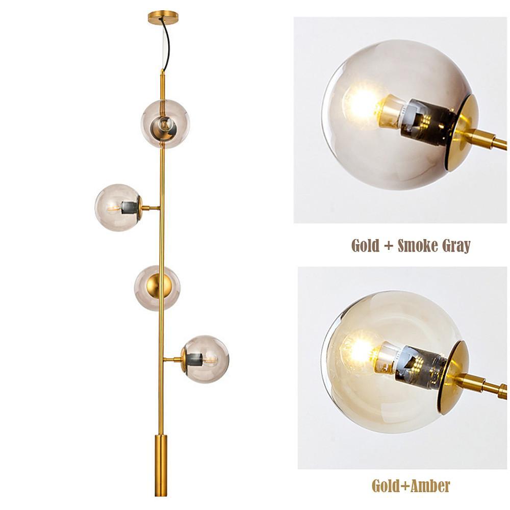 Aurora Linear Glass Globe Chandelier in Gold for Modern Dining Rooms