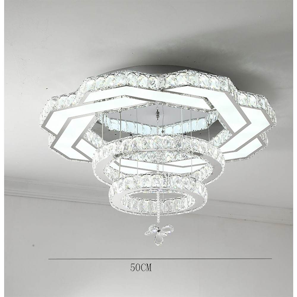 Ambient Crystal Led Flush Mount Light 20 24 31 Gold Or Silver