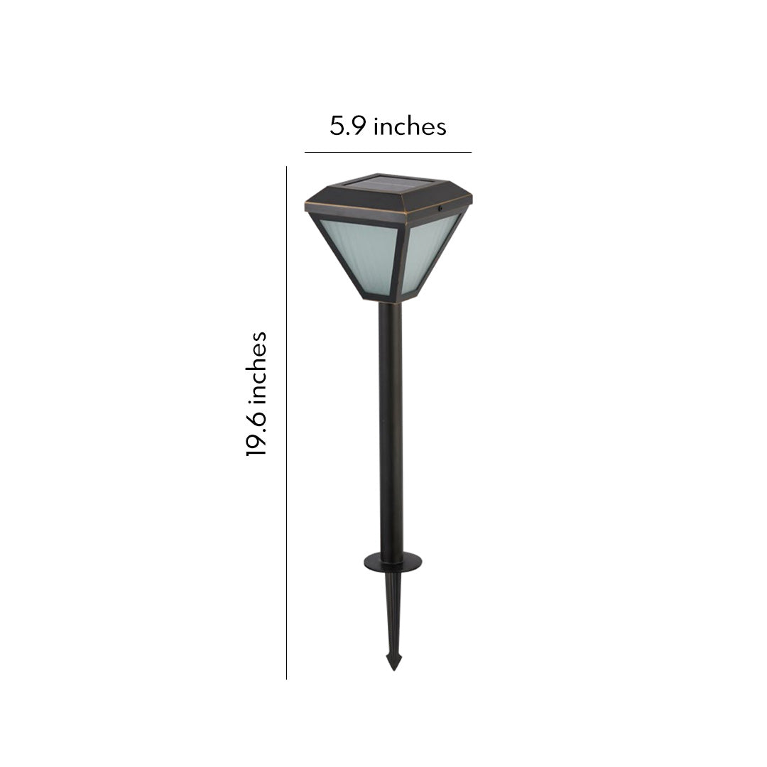 Solar Copper Bollard Path Light with Glass Shade for Garden Walkways