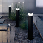 Modern Outdoor Pathway Bollard Lights, Black Aluminum LED Landscape Lighting