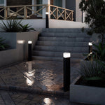 Modern Outdoor Pathway Bollard Lights, Black Aluminum LED Landscape Lighting