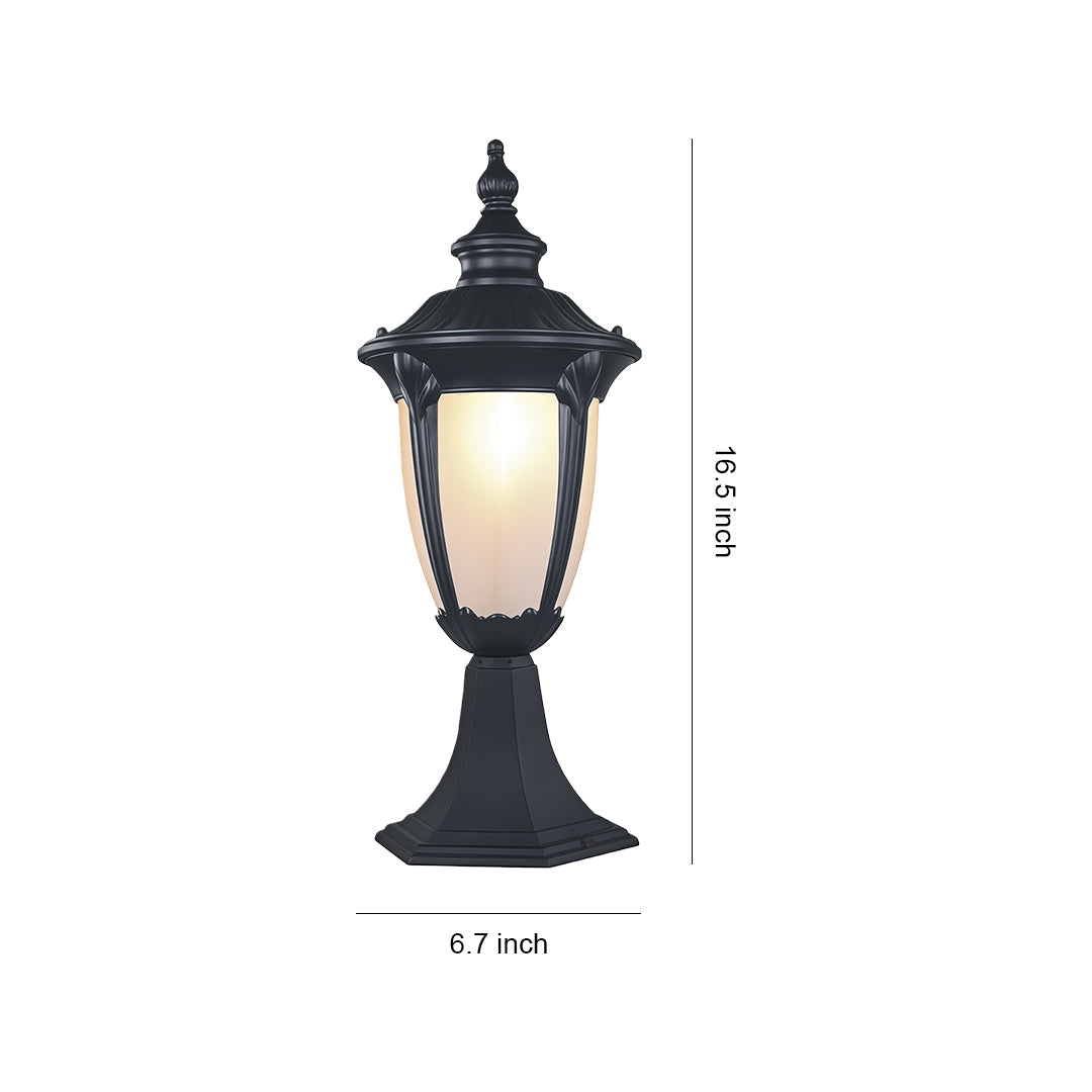 Traditional Outdoor Pillar Light in Sand-Black Aluminum with Clear Glass Shade