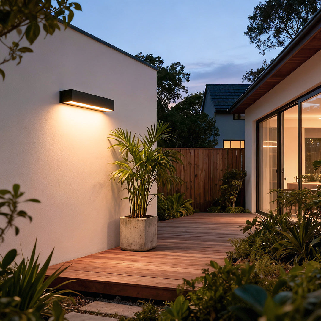 Modern Outdoor Wall Sconce with Integrated LED and Address Number Light