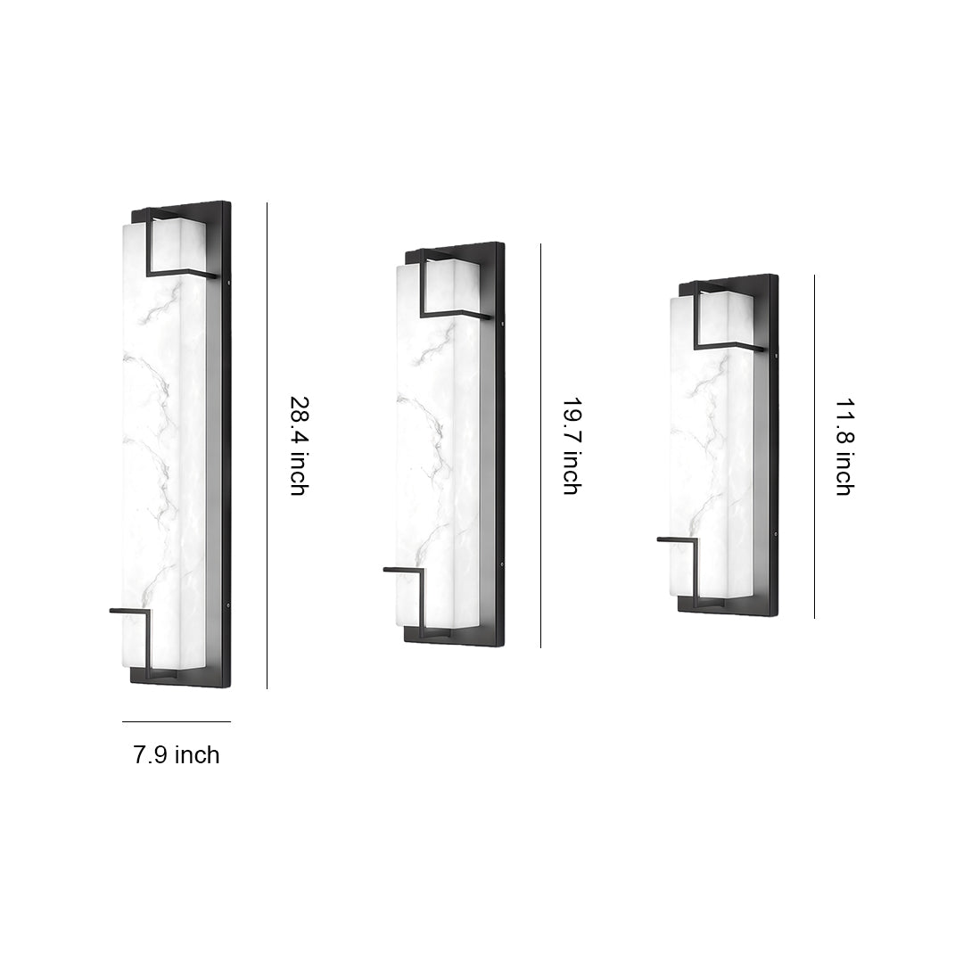 Black Stainless Steel Outdoor Wall Sconce with Marble Shade