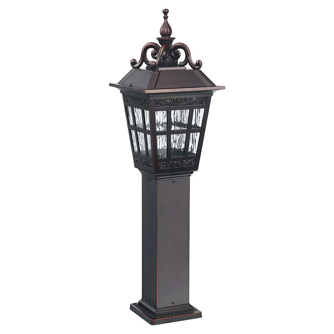 European-Style Cast Aluminum Outdoor Post Light with Clear Glass Shade
