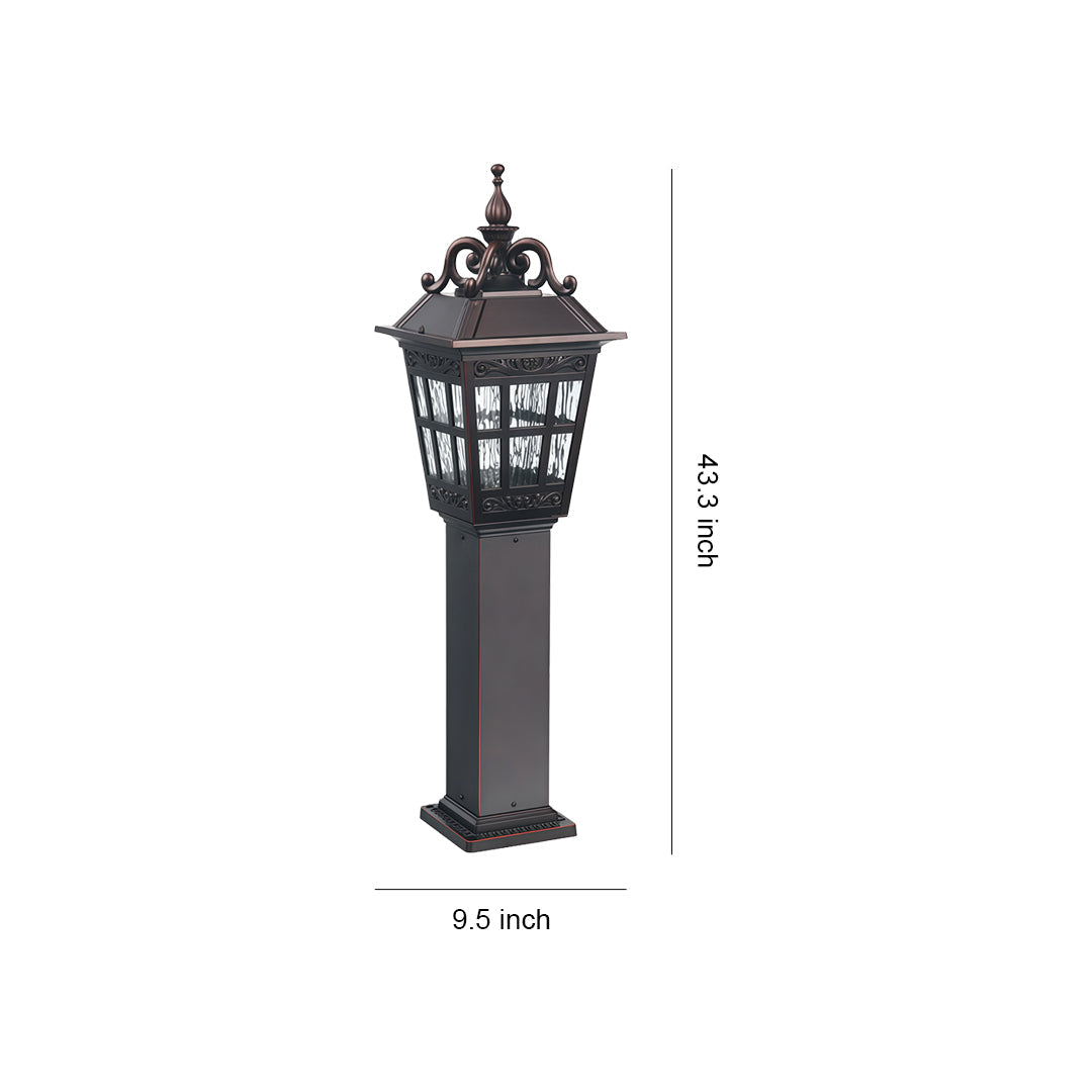 European-Style Cast Aluminum Outdoor Post Light with Clear Glass Shade
