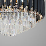 Luxury Black Ceiling Fan with Crystal Light and Transparent Blades