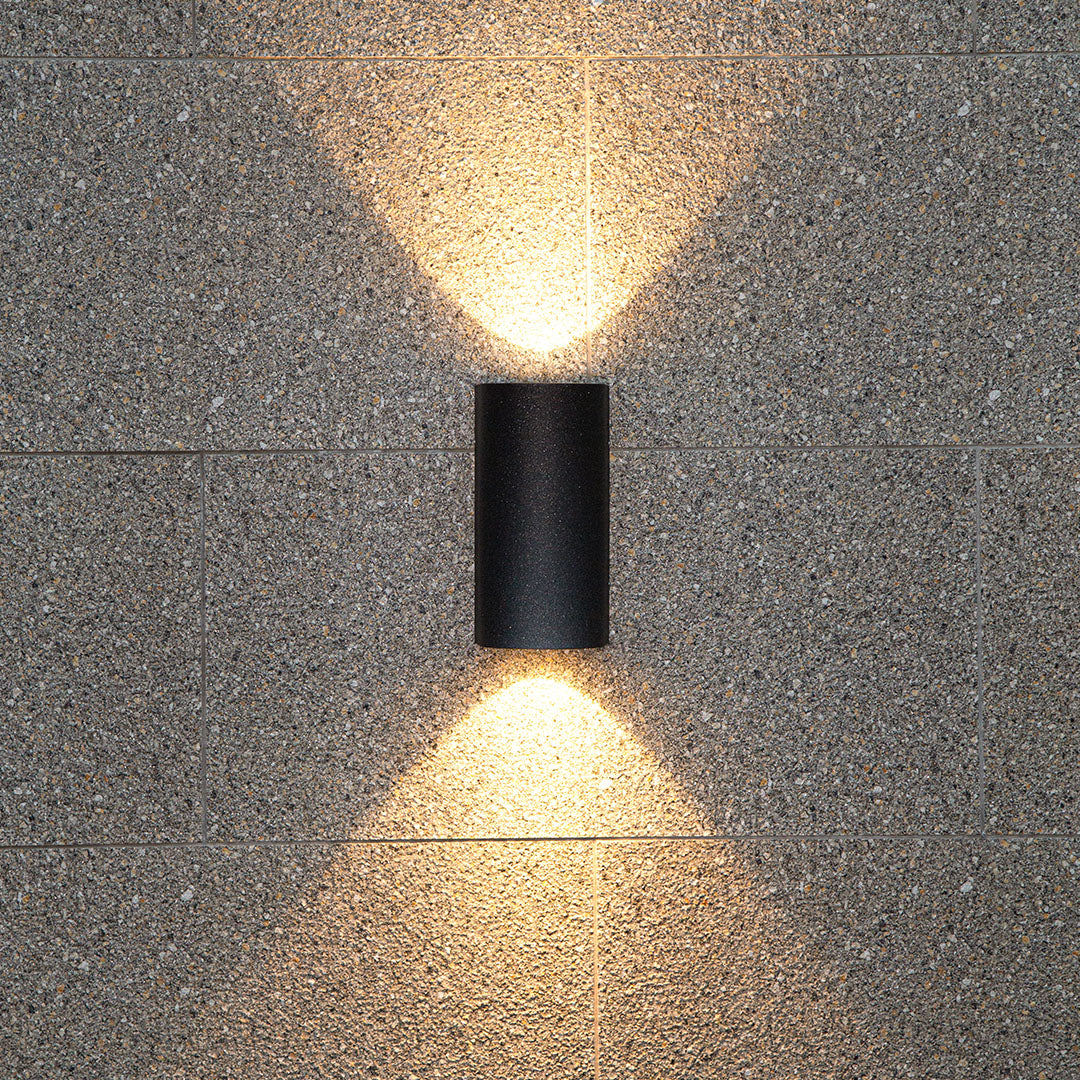 Aria Up-Down LED Outdoor Wall Light in Black Aluminum