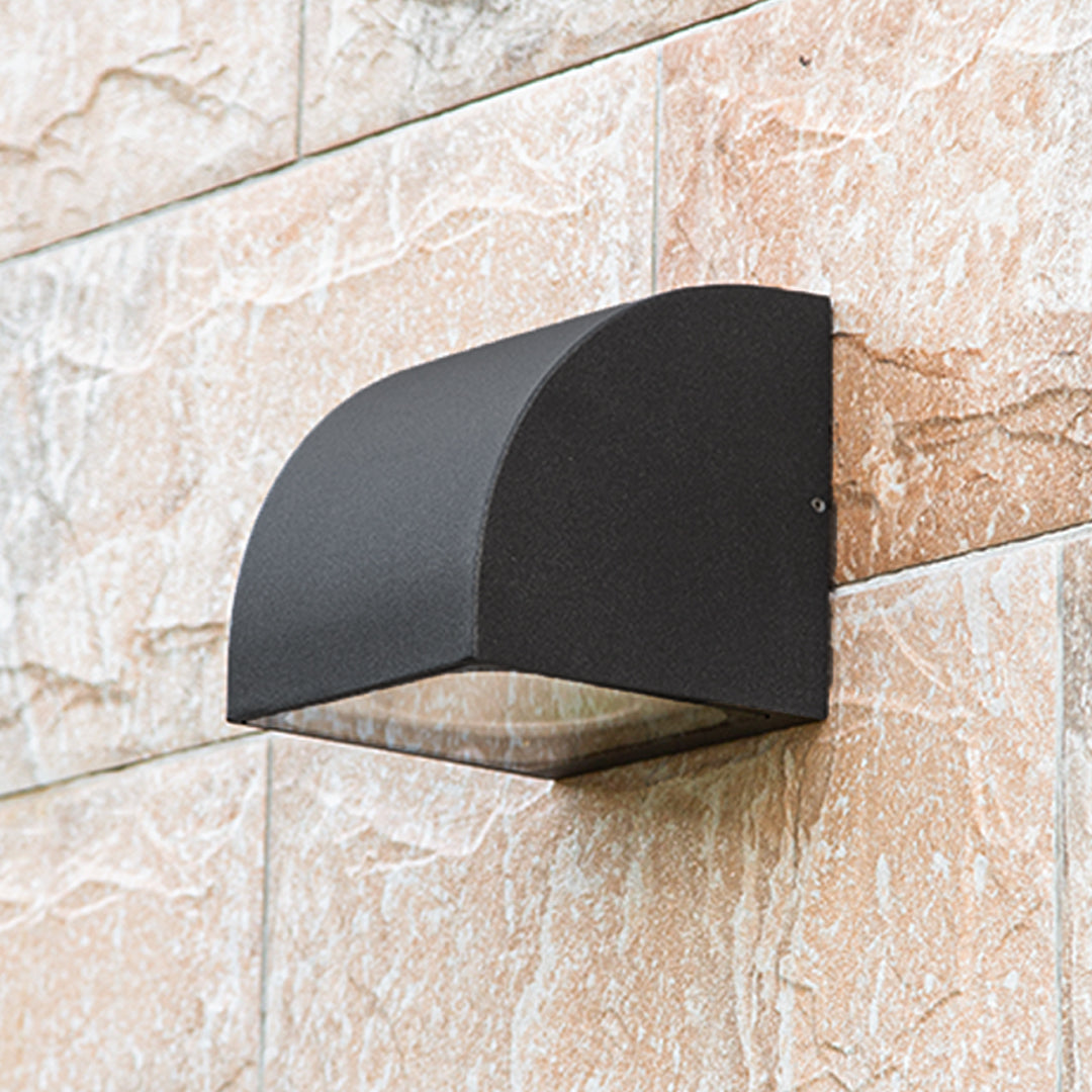 Geometric Outdoor Wall Sconce with Directional LED Light